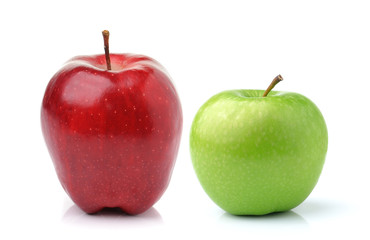 Red and green apple  isolated on white background