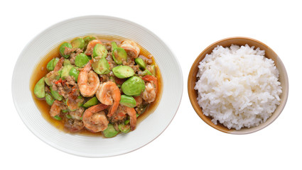 Fried Parkia wth shrimp and rice