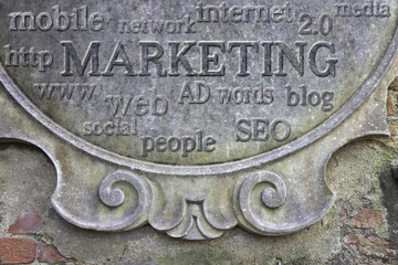 Marketing concept - Marketing written on stucco wall