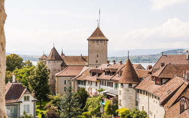 Murten, historische Altstadt, Türme, Schloss, Schweiz