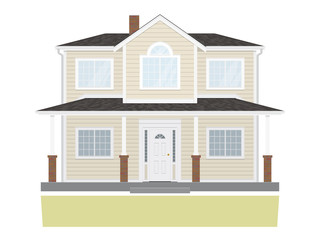 Suburban Family Home Vector Illustration