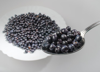 Blueberries are in table spoon.