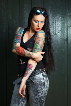 lovely woman with tattoo,.,,