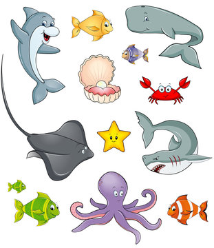 Meerestiere Fische Sammlung Set Kollektion
