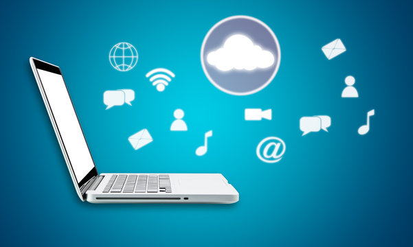 Cloud computing laptop technology connectivity concept