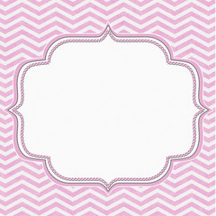 Pink and White Chevron Frame with Embroidery Background