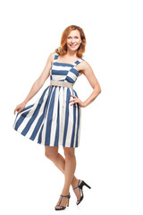 Full length of young elegant adult female