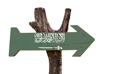 Saudi Arabia wooden sign isolated on white background