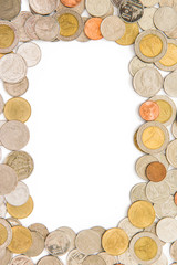 coins as frame isolated