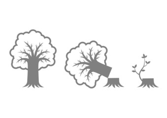 Grey tree icons on white background