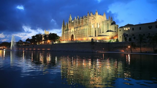 Cathedral of Palma de Majorca at the evening, Spain