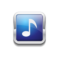 Music Note Rounded Corner Vector Blue Web Icon Button