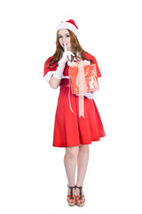 Female Santa with a gift