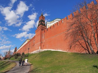 Red Kremlin palace wall