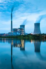 power plant by night