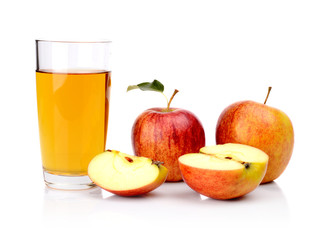 Close-up shot sliced red apple with juice