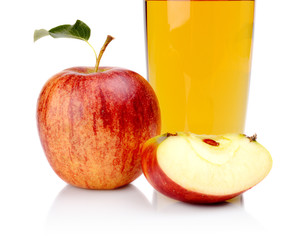 Studio cropped shot red apple with juice