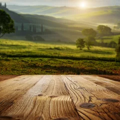Raamstickers houtstructuur achtergronden op het landschap van Toscane © ZoomTeam