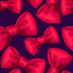 Red bows seamless pattern on violet background - 68486943