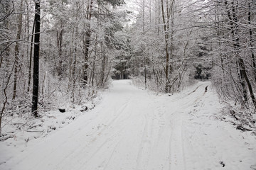 the winter road - the road covered with snow to a winter season