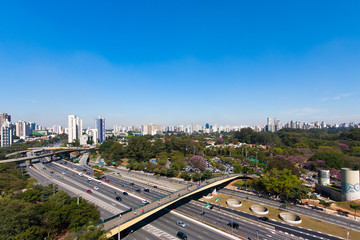 Fototapeta na wymiar São Paulo Skyline - Ibirapuera Park