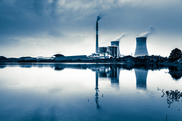 power plant by night