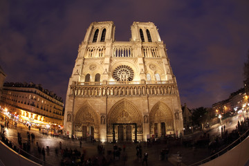 Fototapeta na wymiar Illuminate Notre-Dame from Paris with Sena in the night