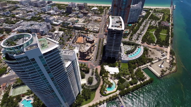 Aerial Miami Beach highrise condos