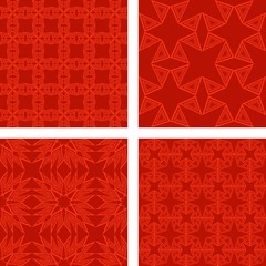 Red seamless polygon pattern set