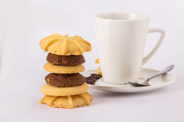 Hot drink coffee and cookies