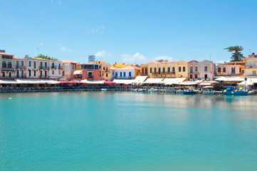 View of the old harbour. Rethymno, Crete island, Greece.