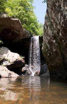 Water flows over Eagle Falls near Corbin, Kentucky.