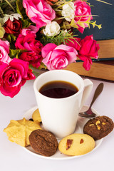 Hot drink coffee and cookies