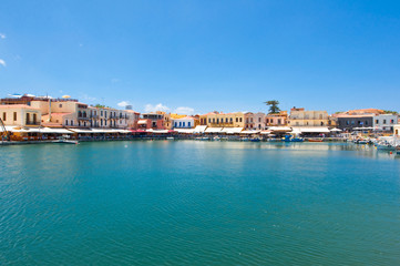 Fototapeta na wymiar View of the old venetian harbour. Rethymno, Crete. Greece.