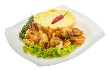 Garlic shrimps with potato