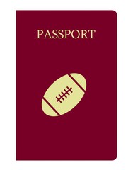 Ballon de rugby sur un passeport