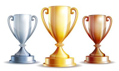 Vector gold, silver and bronze winners cup. - 68493181