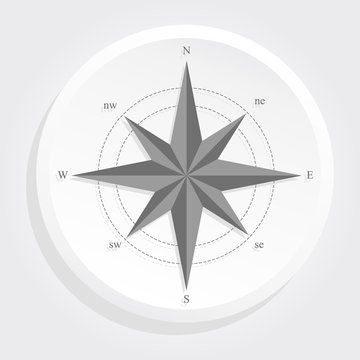 Black and white compass on a white circle
