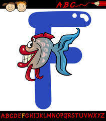 letter f for fish cartoon illustration