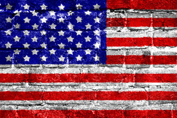 USA Flag Brick Wall