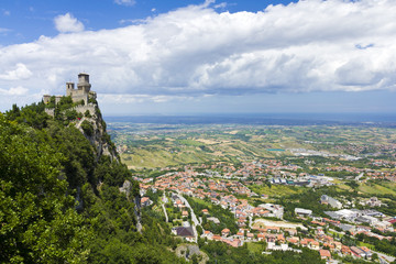 Fototapeta na wymiar Rocca della Guaita, the most ancient fortress of San Marino, Ita