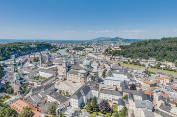 Fototapeta na wymiar Salzburg general view from Salzburg Fortress (Festung Hohenzalsb