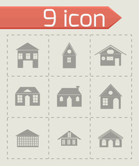 Vector black buildings icons set