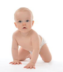 Infant child baby toddler sitting or crawling happy smiling