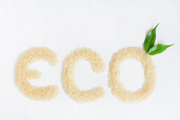 Eco rice cereals on a white background