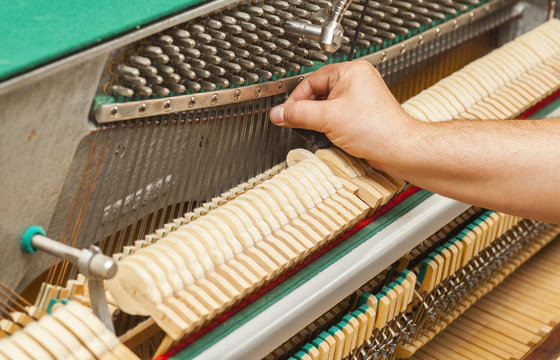 Detailed view of Upright Piano during a tuning