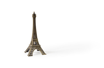 Eiffel tower isolated on white background with shadow