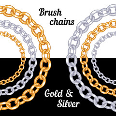 Set of chains metal brushes - gold and silver.