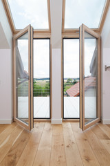 Fototapeta premium Open balcony windows