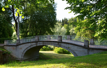 Fototapeta na wymiar Bridge in Pavlovsk Park near Saint Petersburg, Russia